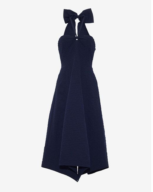 Draper James Blue Violeta Halter Neck Dress In Seersucker