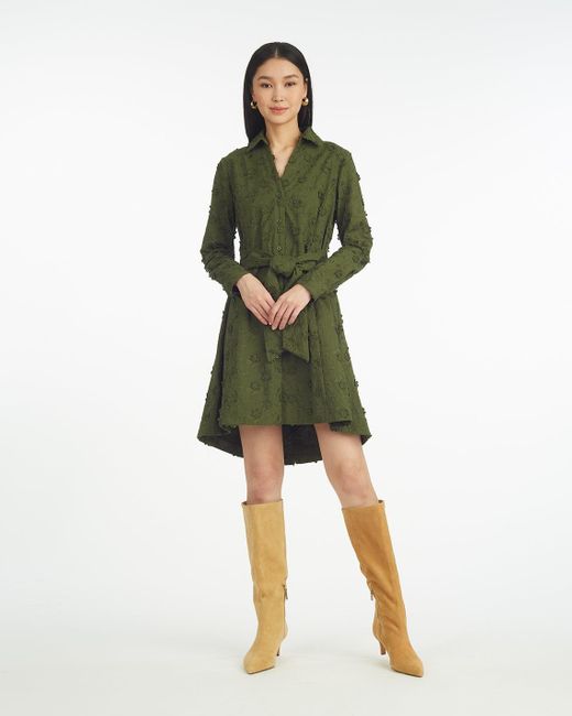 Draper James Green Layla Shirtdress In Olive Embroidered Floral