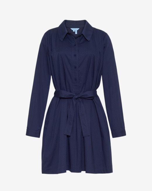 Draper James Blue Ellie Pleated Shirtdress In Cotton Dobby