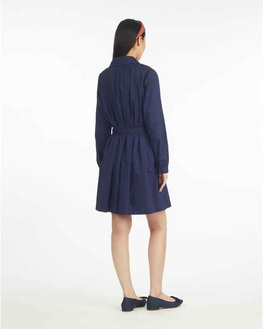 Draper James Blue Ellie Pleated Shirtdress In Cotton Dobby