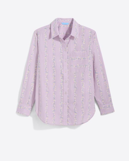 Draper James Purple Lynn Long Sleeve Top In Embroidered Cotton Dobby