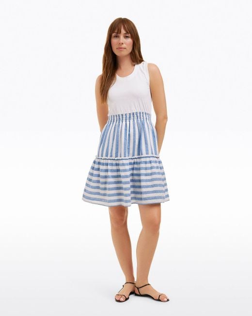 Draper James Blue Arden Mixed Media Shirtdress In Wave Stripe