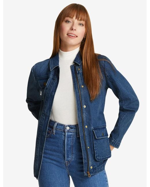 Draper James Blue Field Jacket In Dark Wash Denim