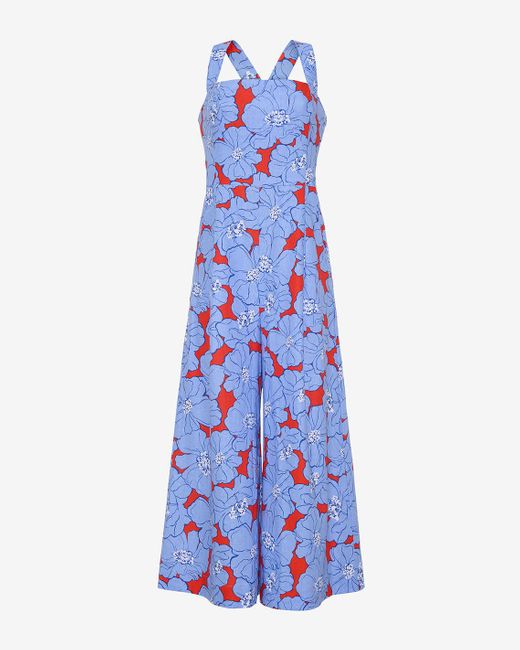 Draper James Blue Kendall Sleeveless Jumpsuit In Floating Floral