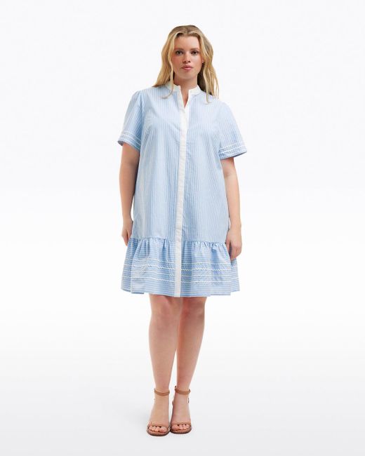 Draper James Blue Molly Mini Dress In Oxford Shirting