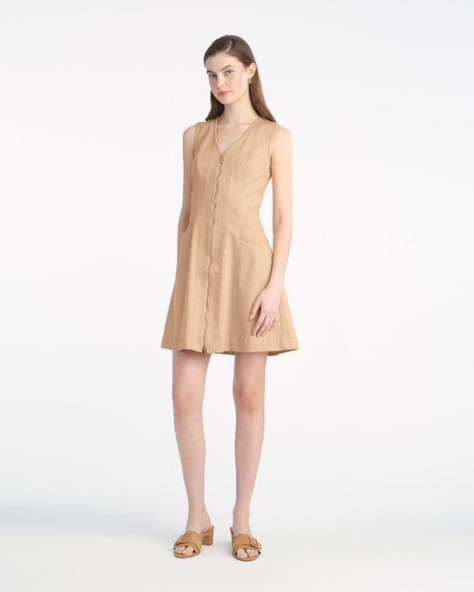 Draper James Natural Sienna Sleeveless V-neck Mini Dress In Croissant
