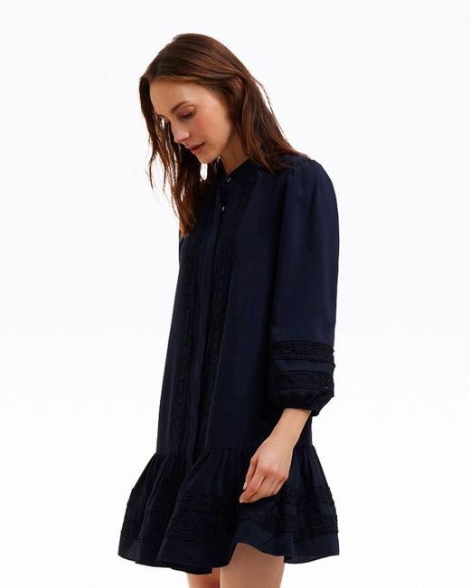 Draper James Blue Molly Mini Dress In Embroidered Stripe