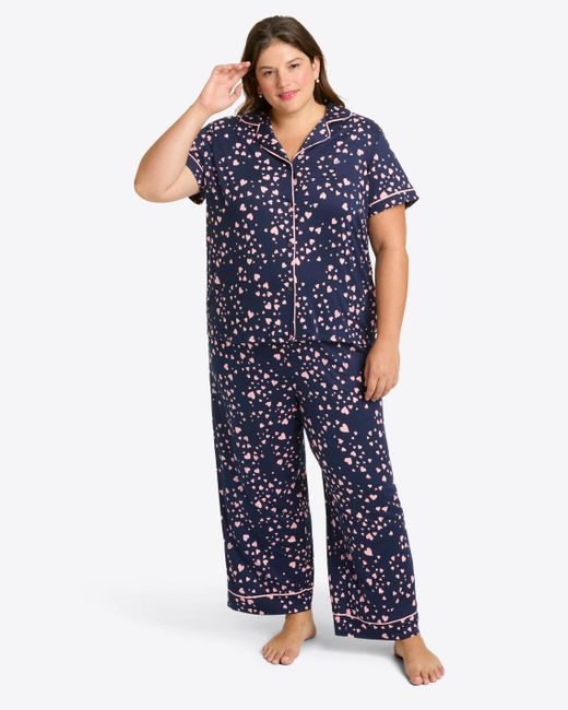 Draper James Blue Linda Short Sleeve Pajama Set In Navy Hearts