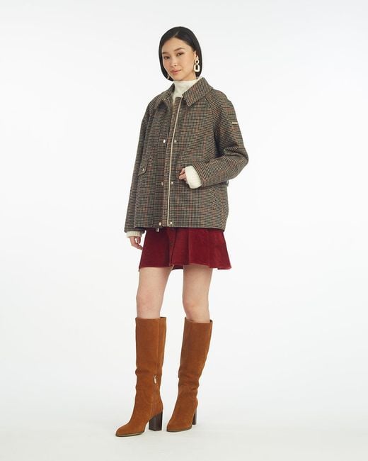 Draper James White Mini Check Cropped Barn Jacket