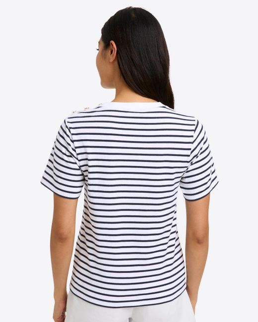Draper James Blue Crewneck T-shirt In Nautical Stripe