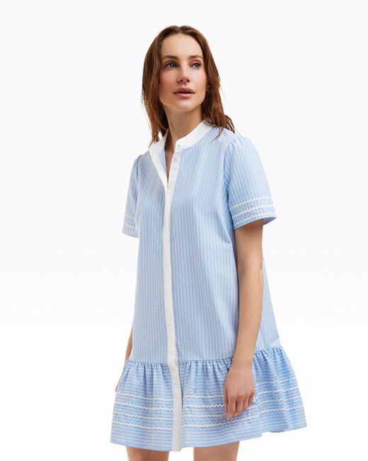 Draper James Blue Molly Mini Dress In Oxford Shirting
