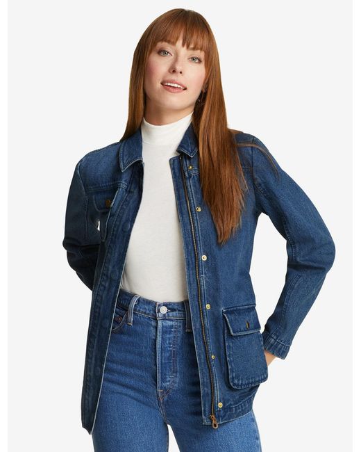 Draper James Blue Field Jacket In Dark Wash Denim