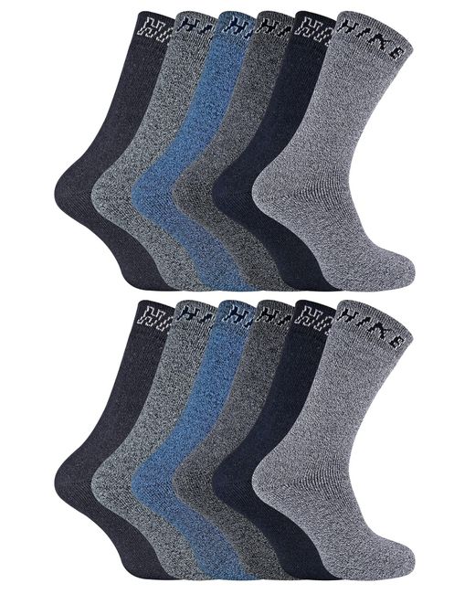 Sock Snob Blue 12 Pairs Cushioned Crew Hiking Socks for men