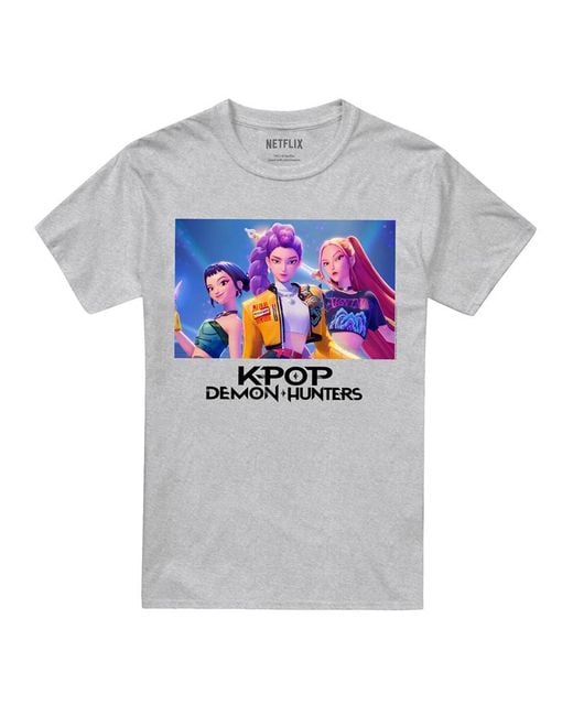 K-Pop Demon Hunters Gray Adult Huntr/X T-Shirt (Heather)