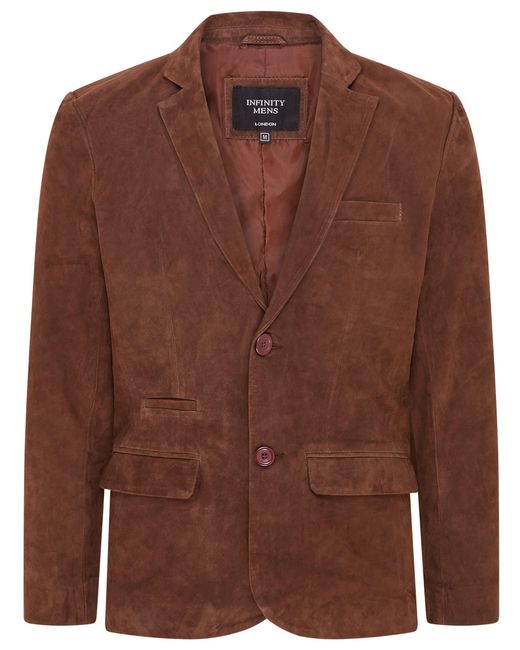 Infinity Leather Brown Slim Goat Suede Italian Blazer Jacket-Somero Lamb Leather for men