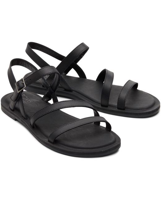 TOMS Black Kira Leather Sandals for men