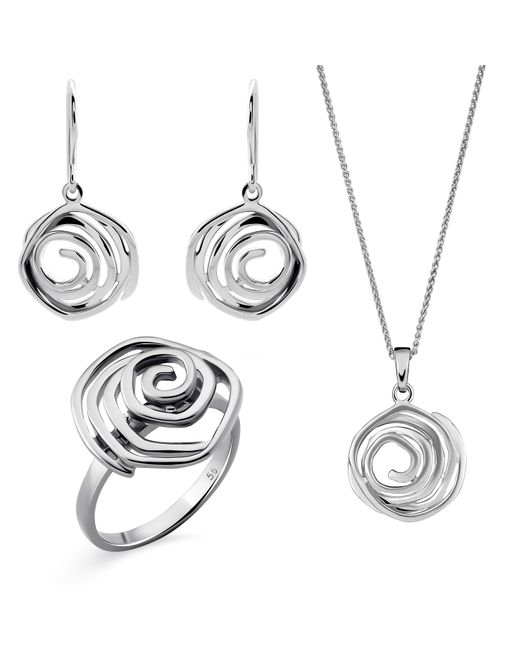 Orphelia 'apolline' Dames 925 Sterling Zilver Set: Ketting + Oorbellen + Ring in het Metallic