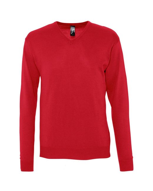 Sol's Red Galaxy V Neck Sweater for men