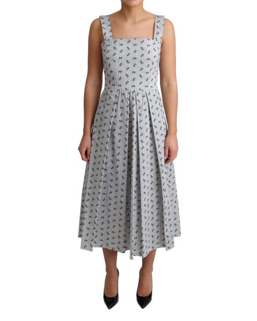 Dolce & Gabbana Midi-jurk Met Bloemenprint in het Gray