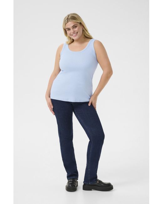 Kaffe Blue Jerseytop Tight Fit Soft Chambray