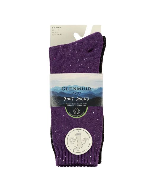 Glenmuir Blue 2 Pair Ladies Thermal Boot Socks