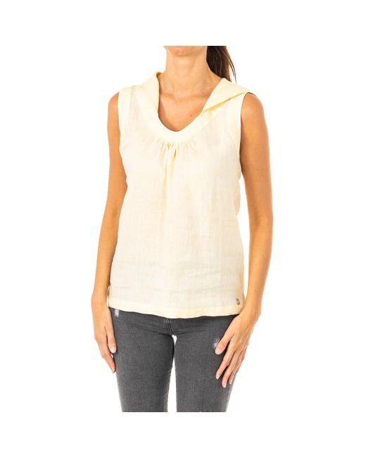 La Martina White Jwu004 Sleeveless Round Neck T-Shirt