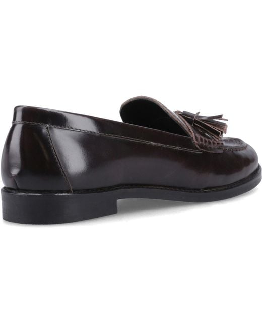 Hush Puppies Black Connie Leather Aubergine Loafers
