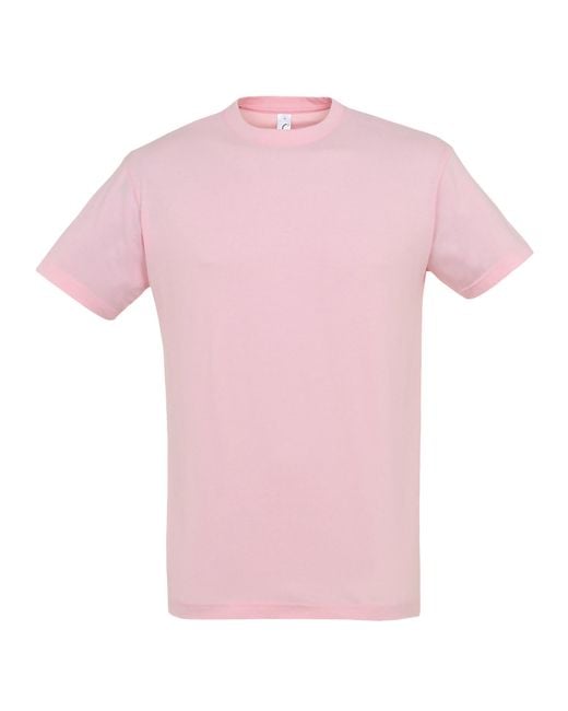 Sol's Pink Regent Short Sleeve T-Shirt (Medium) for men