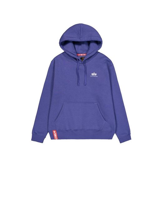 Alpha Industries Basic Small Logo Hoodie in het Blue voor heren