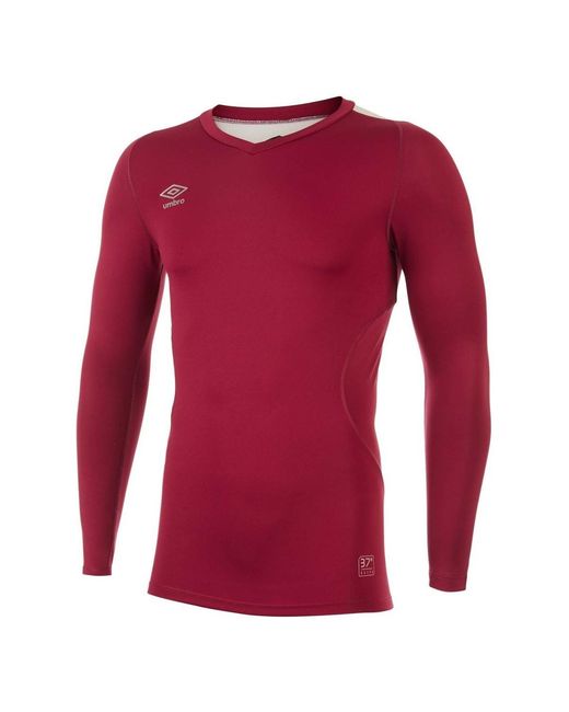 Umbro Red Elite V Neck Base Layer Top (New Claret) for men