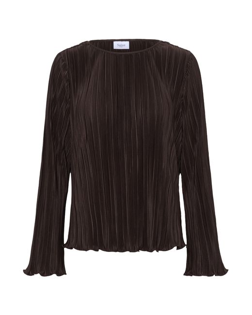 Saint Tropez Blouse Met Lange Mouwen Zunisz Blouse Met Lange Mouwen Regular Fit Dark Brown in het Black