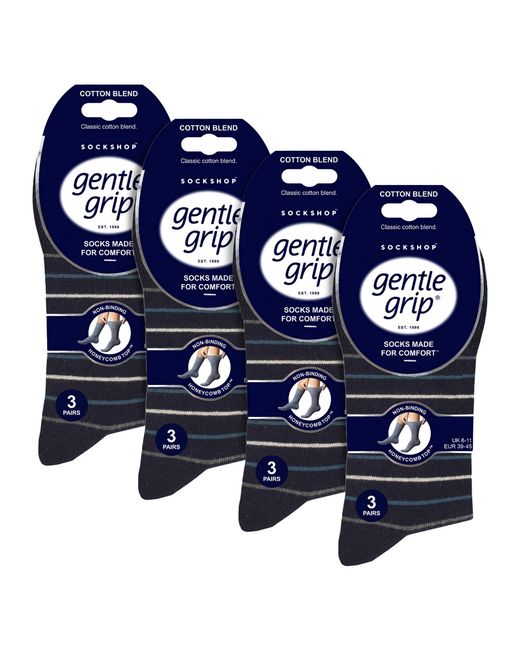 Gentle Grip Blue 12 Pairs Cotton Socks for men