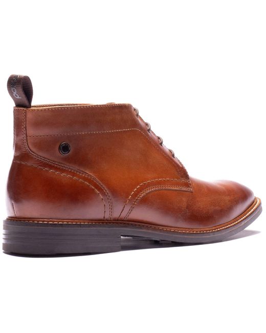 Base London Brown Belgrave Leather Washed Ankle Boots for men