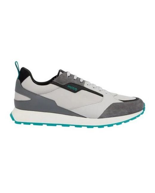 HUGO Herren Sneaker "Icelin" Wildleder-Panel (Hellgrau) in Gray für Herren