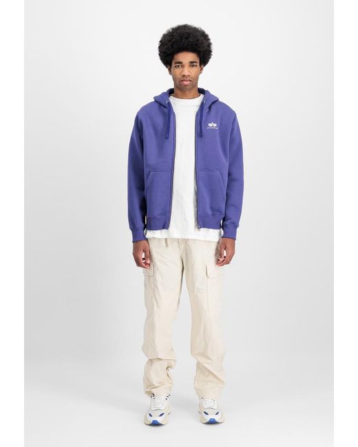 Alpha Industries Basic Small Logo Zip Hoodie in het Blue voor heren