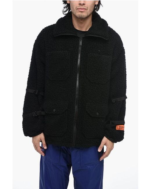 Heron Preston Polar Fleece-jack Met Logo En Gespdetails In Zwart in het Black voor heren