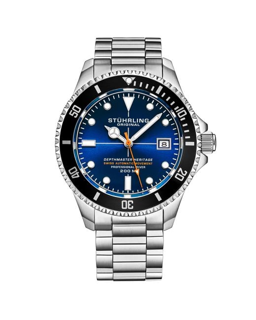 Stuhrling Gray Swiss Automatic Depthmaster Heritage 42Mm Diver for men