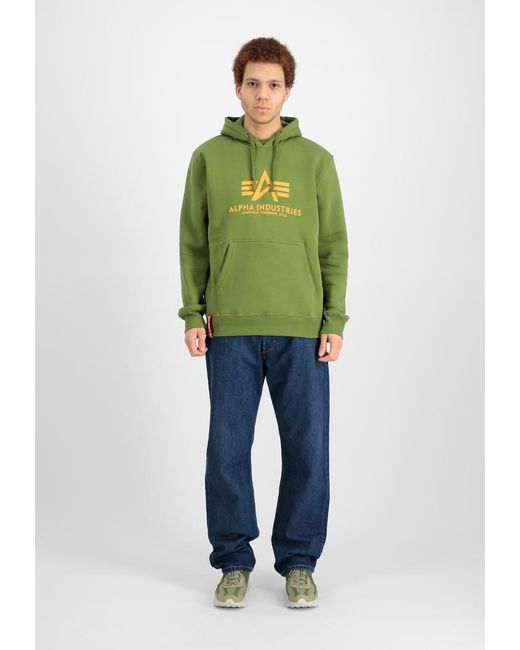 Alpha Industries Basic Big Logo Hoodie in het Green voor heren