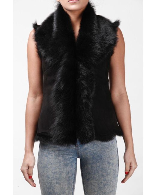 Infinity Leather Black Toscana Sheepskin Short Gilet-Denver