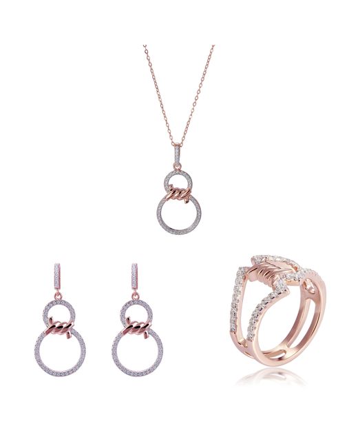 Orphelia Metallic 'Aavia' 925 Sterling Set: Necklace + Earrings + Ring