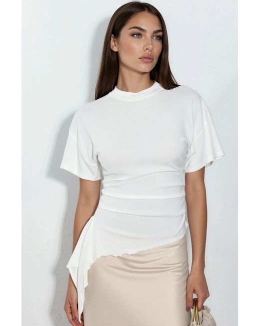 Busem Oversized Crewneck Drape Blouse in het White