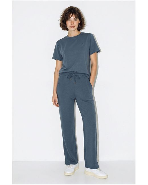 Bianco Lucci Blue Two-Piece T-Shirt And Wide-Leg Trouser Set