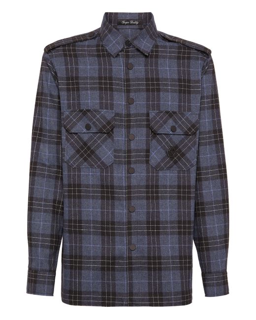 Philipp Plein Overhemd Oversize Fit Skull&bones in het Blue voor heren