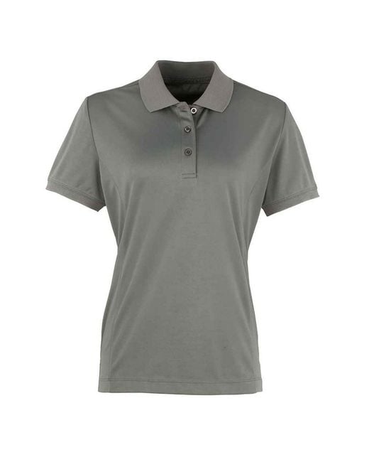 PREMIER Gray Ladies Coolchecker Pique Polo Shirt (Dark)