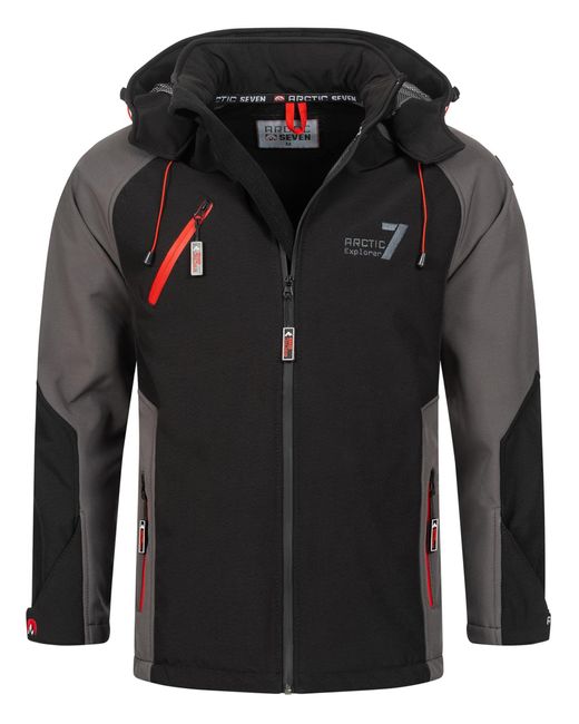 Arctic Seven Softshell Jas Voor – Zwart-donkergrijs in het Black voor heren