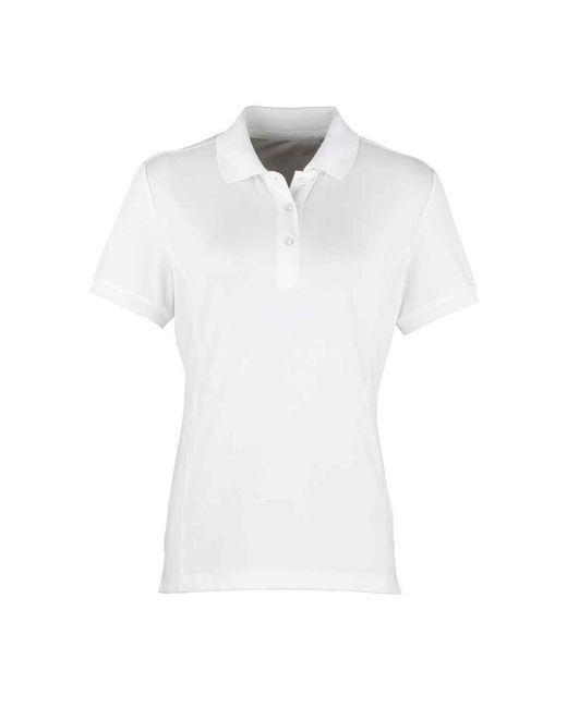 PREMIER White Ladies Coolchecker Pique Polo Shirt