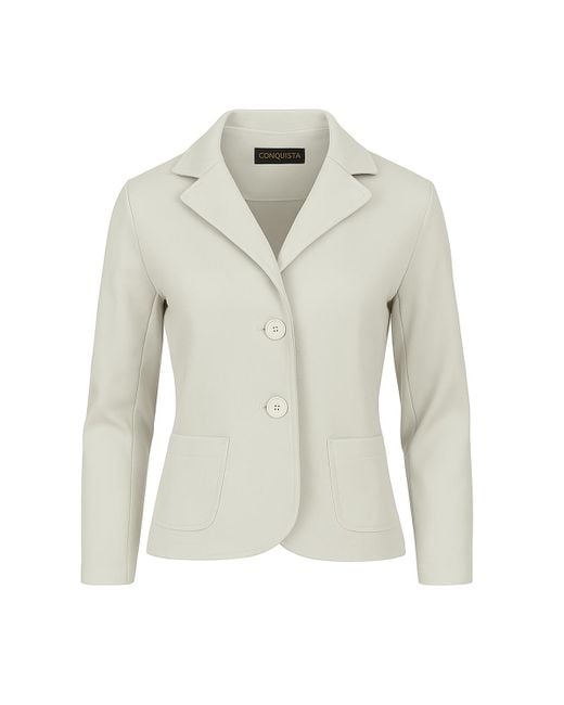 Conquista Getailleerde Stretchgabardineblazer Van Katoen-viscosemix in het Gray