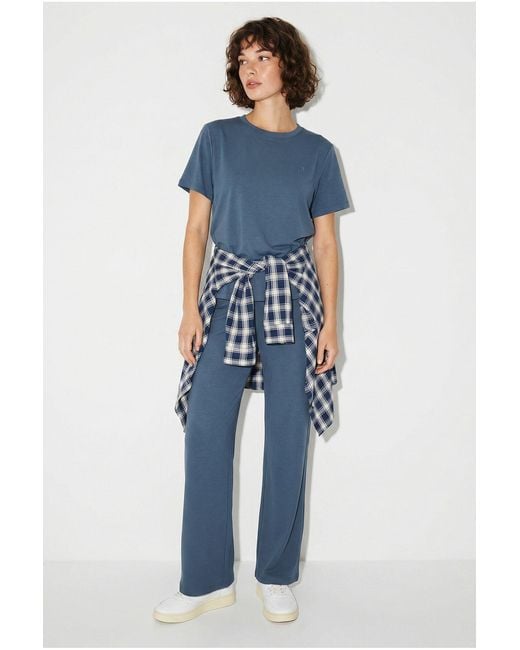 Bianco Lucci Blue Two-Piece T-Shirt And Wide-Leg Trouser Set