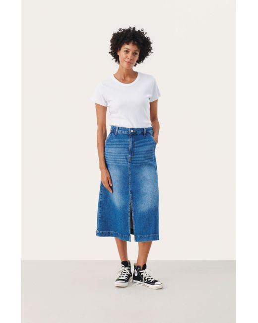 Part Two Denim Rok A-shape Medium Blue Denim