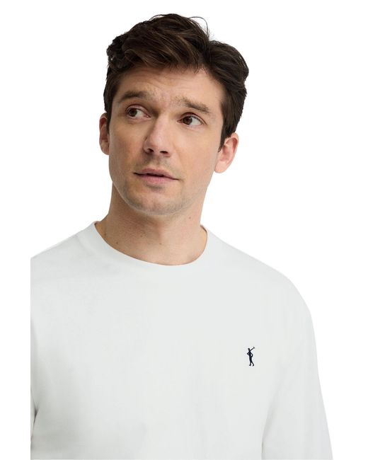 POLO CLUB White Long Sleeve Crew Neck T-Shirt L-S34 for men